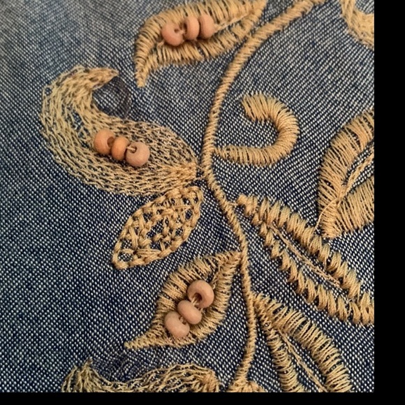 J. Jill Relaxed Embroidered Chambray Tunic (Blue) - Picture 7 of 13